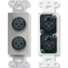 RDL DS-XLR2FC Dual XLR 3-pin Female Jacks on D Plate - Solder type - Stainless Steel