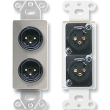 RDL DS-XLR2MC Dual XLR 3-pin Male Jacks on D Plate - Solder type - Stainless Steel